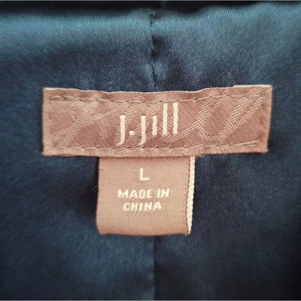 J. Jill Silk Blend Velvet Hooded Jacket Sz L Teal Statement Layer Jewel Tone - Picture 6 of 16